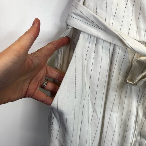 Marissa Webb Kierra Linen Blend Pinstriped Midi dress white - 4 - Picture 5 of 11